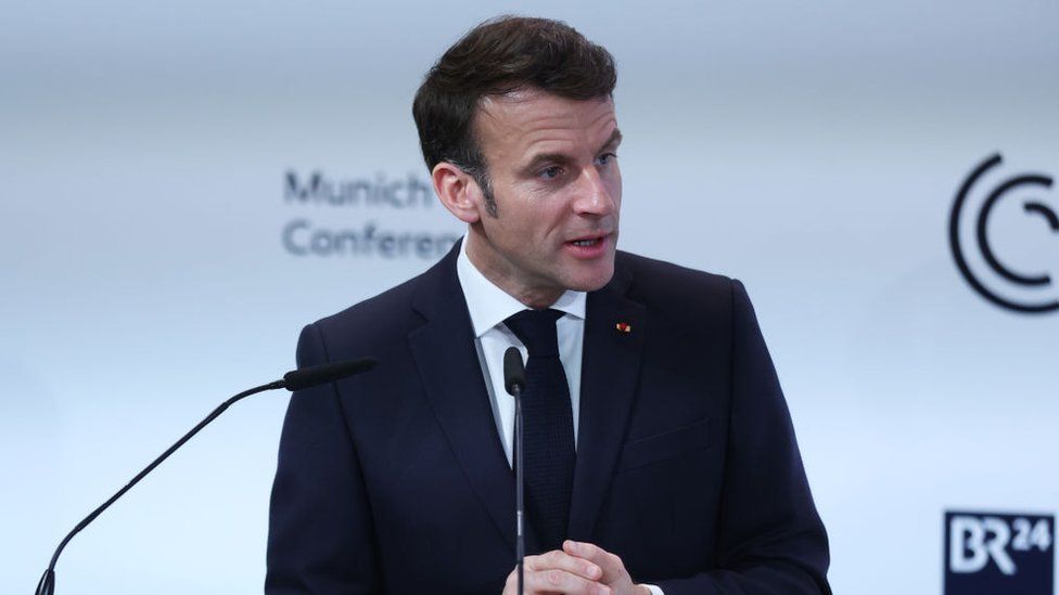 Emmanuel Macron speaking at the Munich security conference