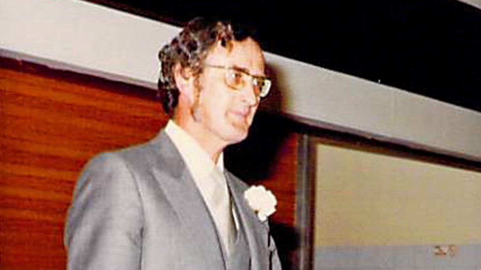 Hamish Dawson at Jenny's wedding reception in 1980