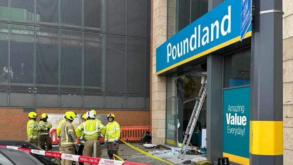 Damaged Poundland store