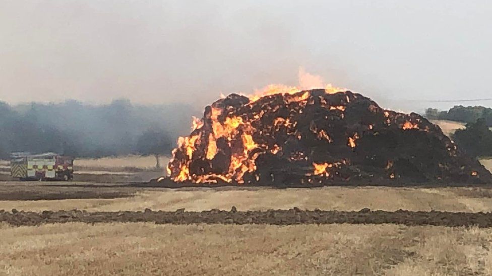 Stack fire near Duxford
