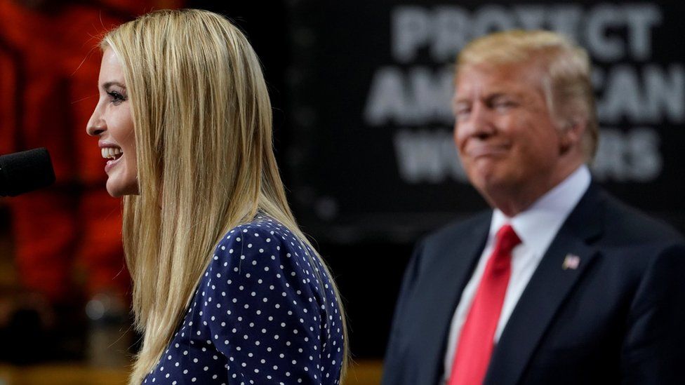 Senior White House Advisor Ivanka Trump speaks at an event with U.S. President Donald Trump at the Granite City Works steel coil warehouse in Granite City, Illinois, U.S., July 26, 2018.