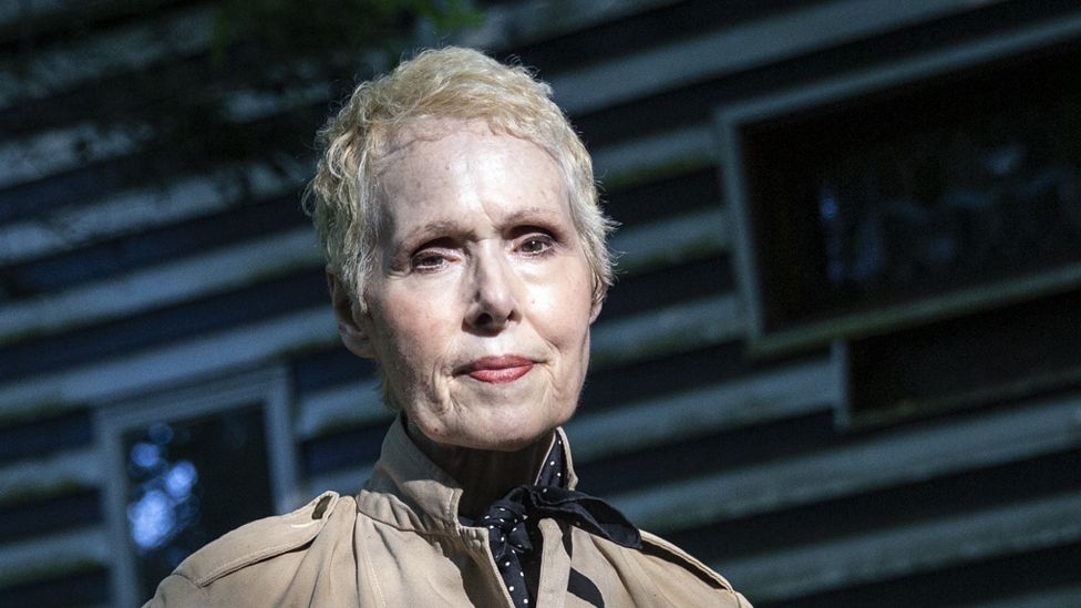 Photo of E. Jean Carroll outside her home in New York state.