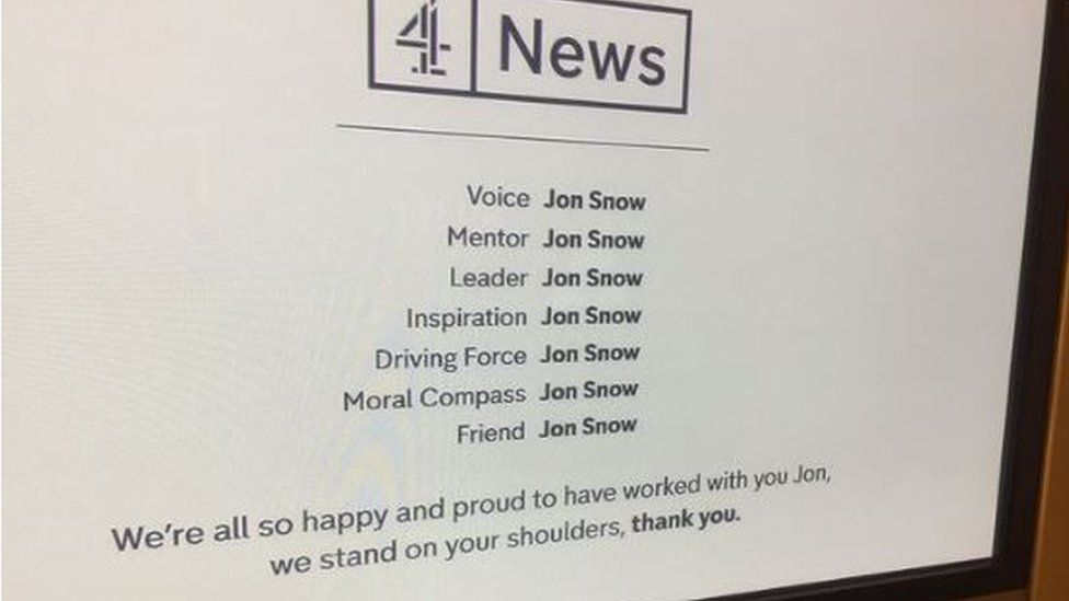 Screen shot of credits at the end of Channel 4 News