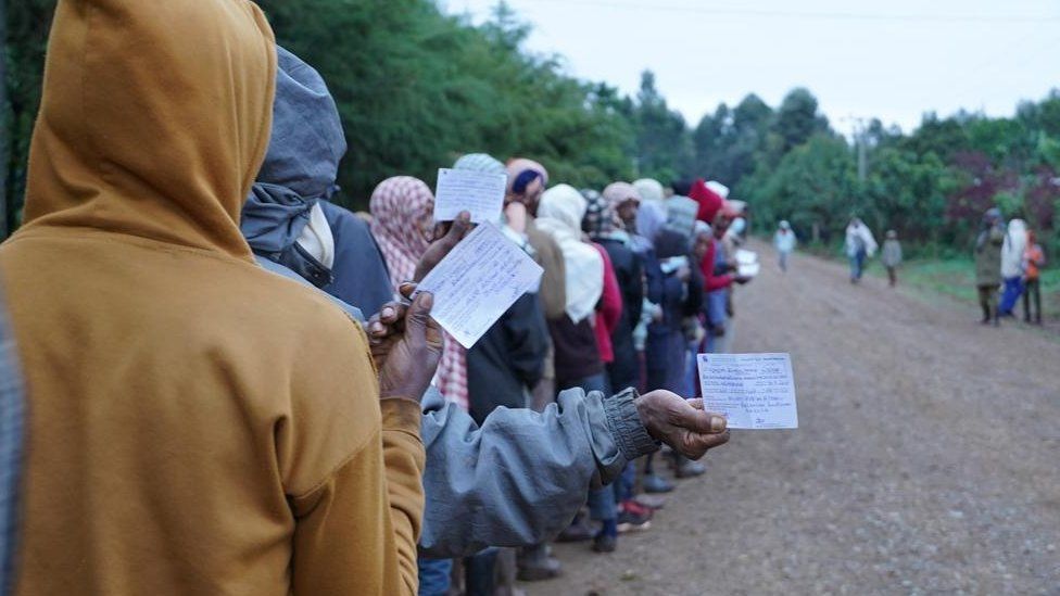 Voters in a queue