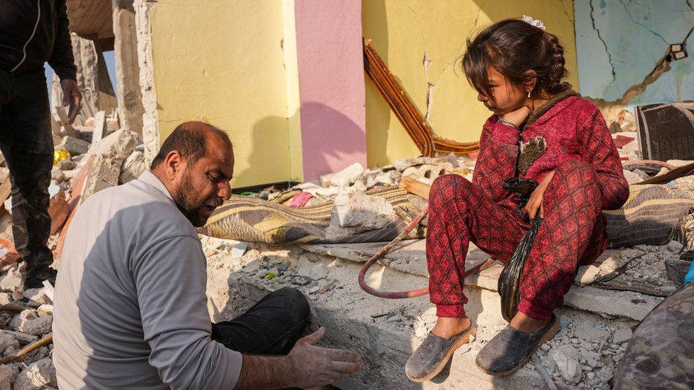 Aftermath of the earthquake in the city of Jenderes, north-western Syria, on February 13, 2023.