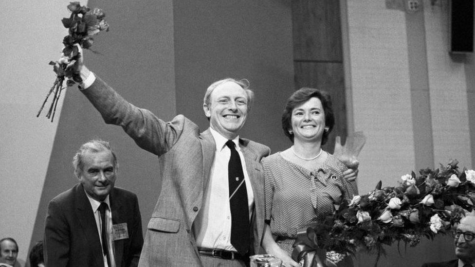 Neil Kinnock and his wife Glenys after his election as Labour leader in 1983