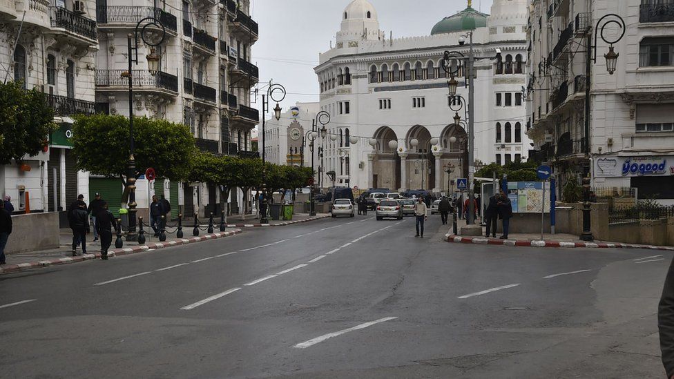 Empty street in the Algerian capital Algiers - 20 March