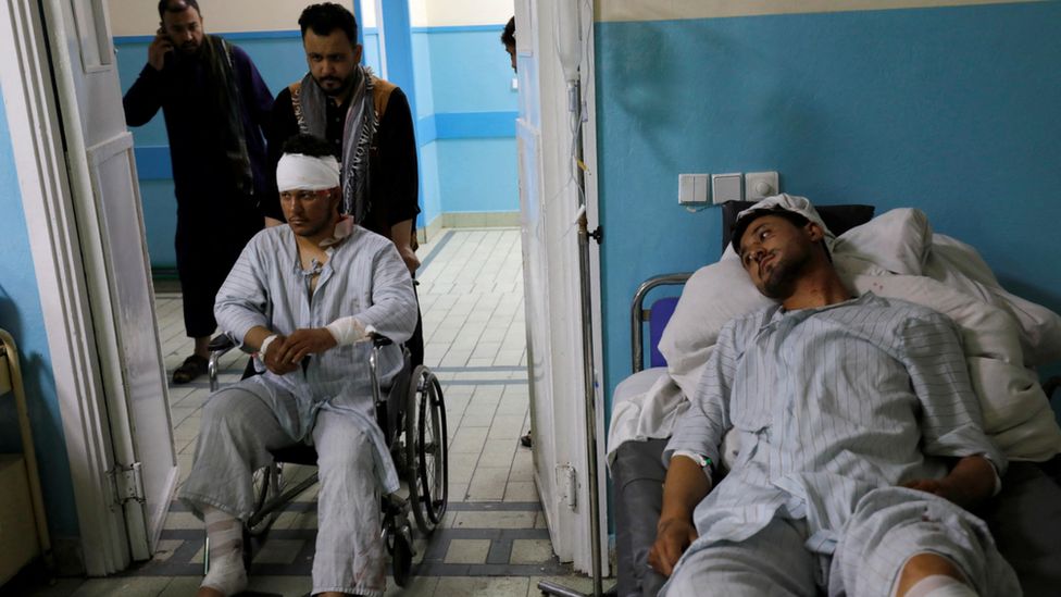 Two men in hospital who were injured in the blast.