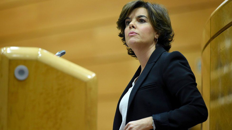 María Soraya Sáenz de Santamaría Antón in the Spanish Senate in Madrid, 26 October