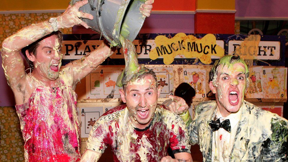 Dick and Dom covered in gunge