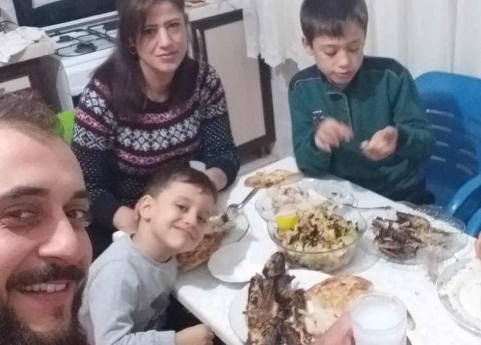 Arzu and Niyazi Karatas with their sons who were killed in the earthquake