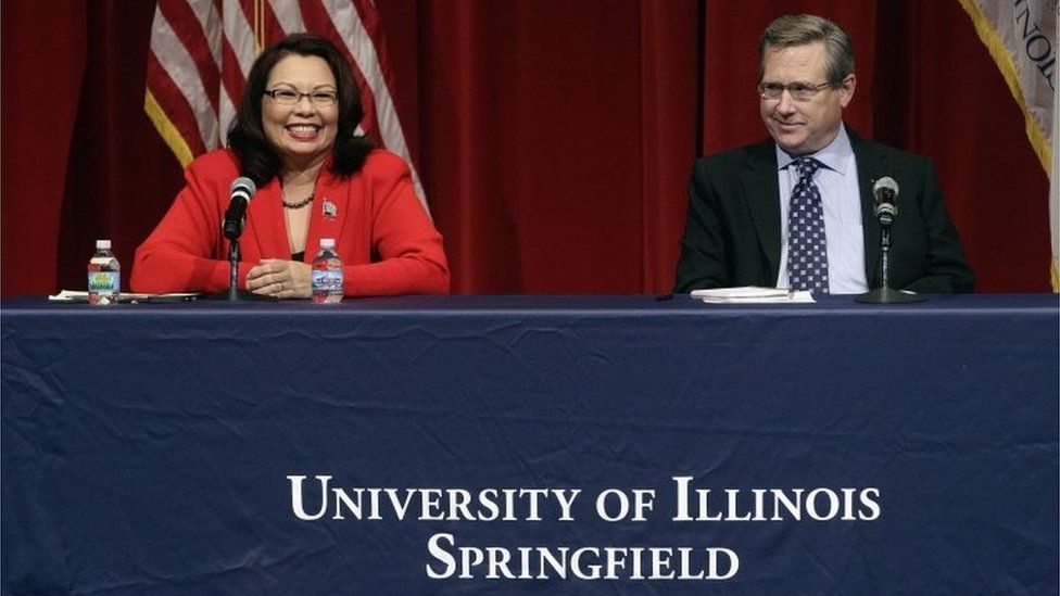 Republican US Sen. Mark Kirk, and Democratic US Rep. Tammy Duckworth face off in their first televised debate.