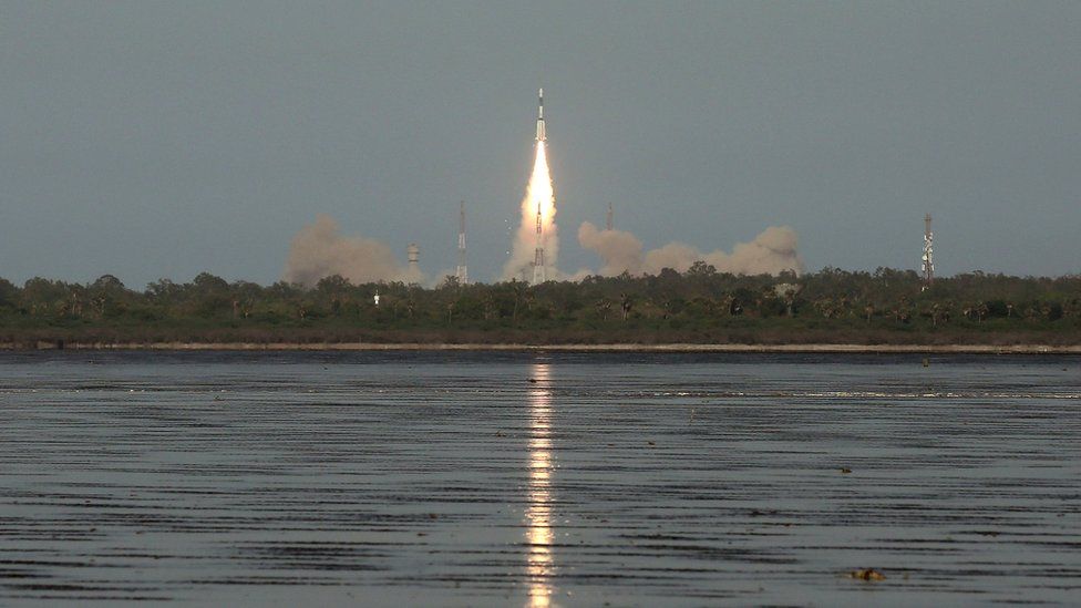 A rocket launching in India