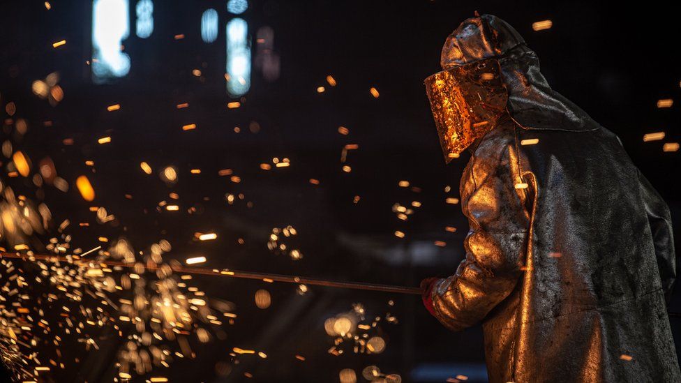 Blast furnace worker at a steelworks