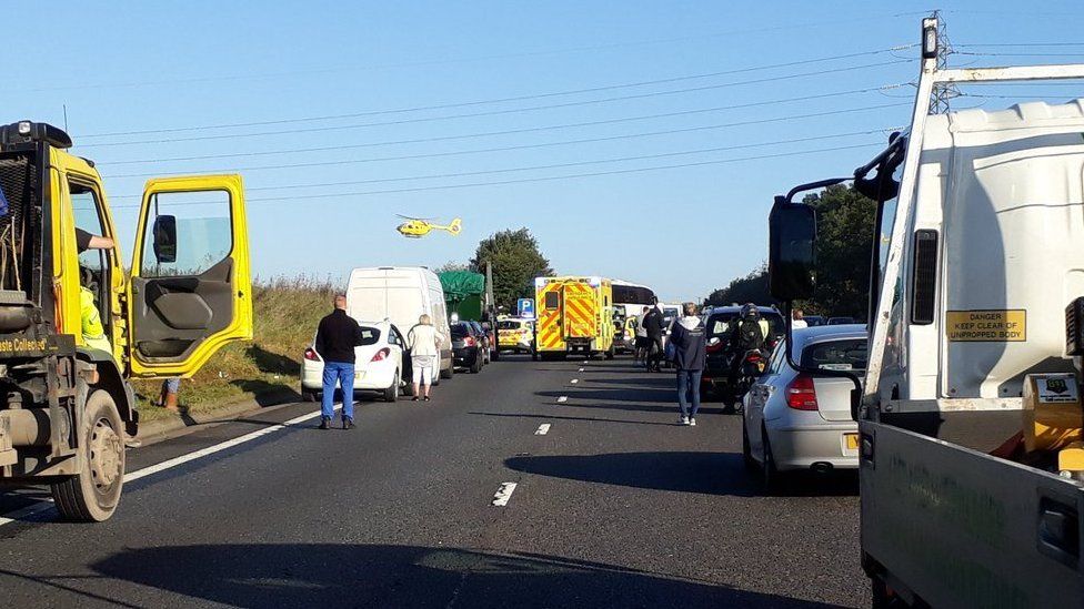 Scene of accident on A47