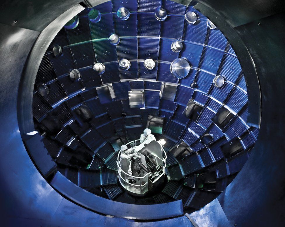 Interior of the target chamber, where fusion takes place