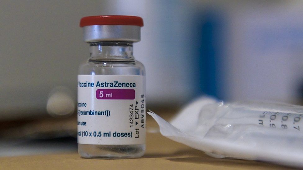 A vial containing 10 doses of the Oxford Astra-Zeneca COVID-19 vaccine in Paris, France, 26 February, 2021