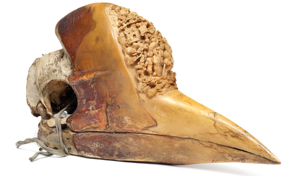 A carved hornbill casque