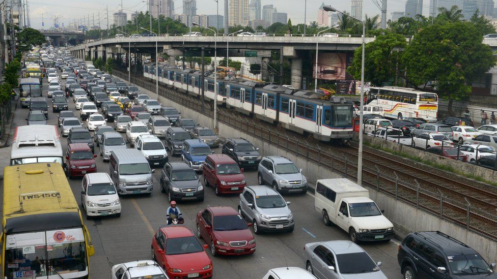 A traffic jam in Manila