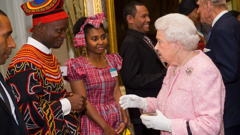 The Queen congratulating winners of the Commonwealth Youth Awards in 2016