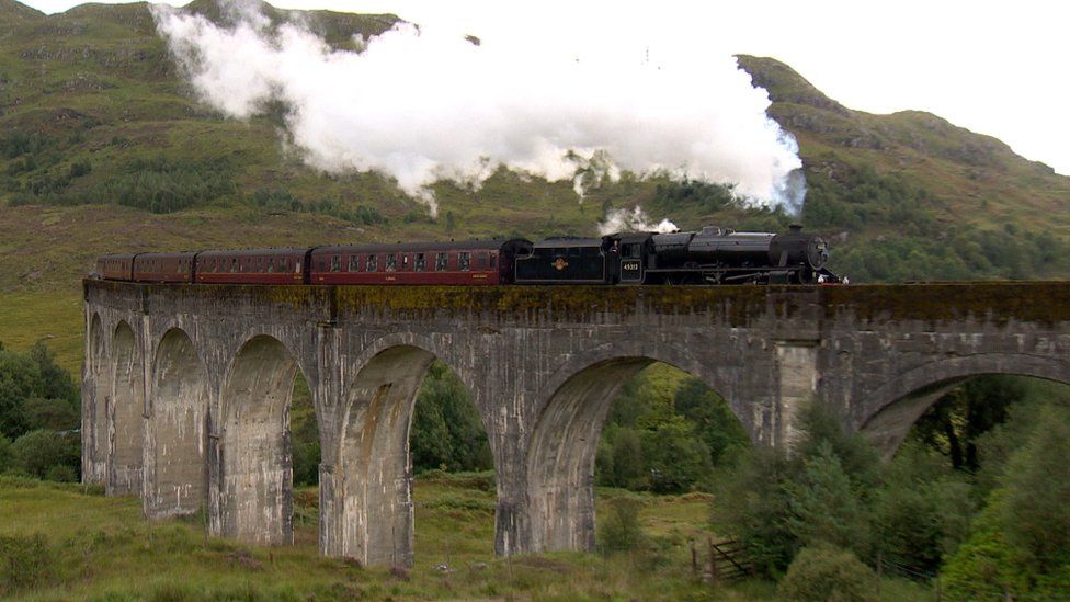 Steam train on Glenfinnan Viaduct