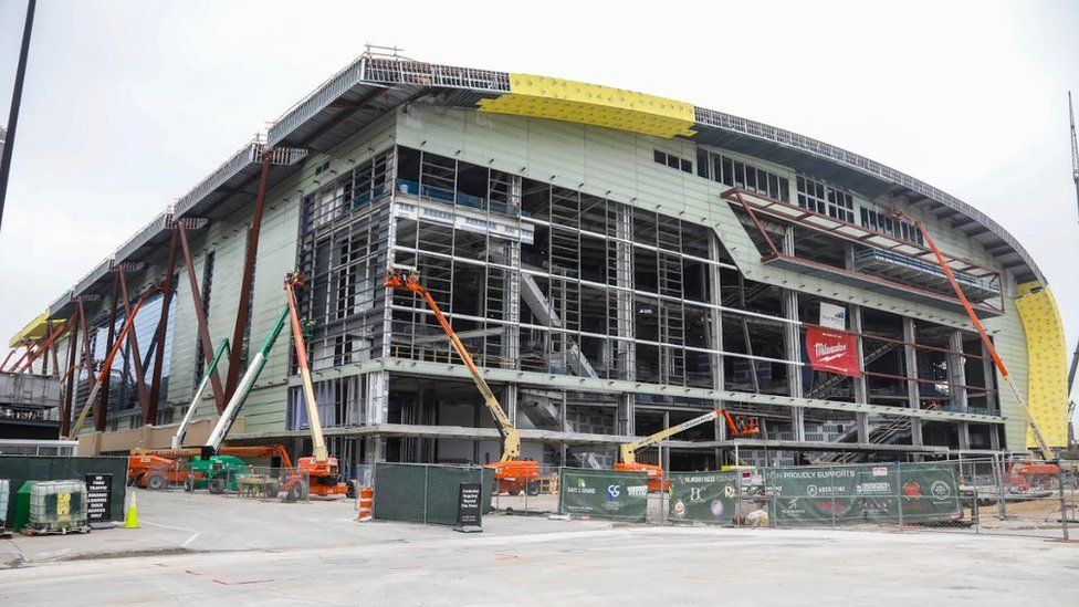 Work on the new Milwaukee Bucks stadium is under way