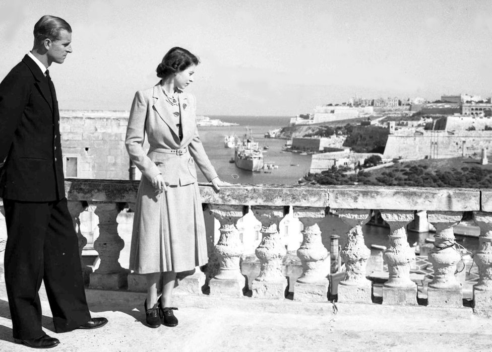 The Queen - then Princess Elizabeth - and the Duke of Edinburgh in Valletta, 1949