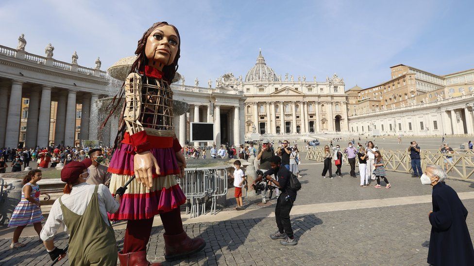 Little Amal in Vatican City