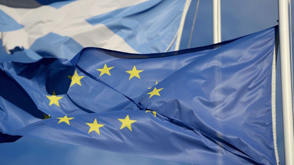 Saltire and EU flags