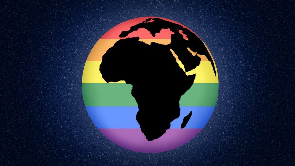 Africa map with rainbow colours