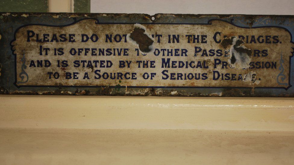 old train sign