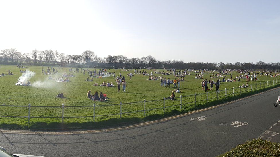 People gathering on the Town Moor on Tuesday
