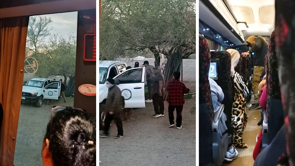 Photos taken secretly on a bus raided by armed men