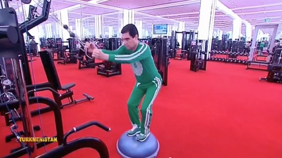 President Berdymukhamedov in a gym