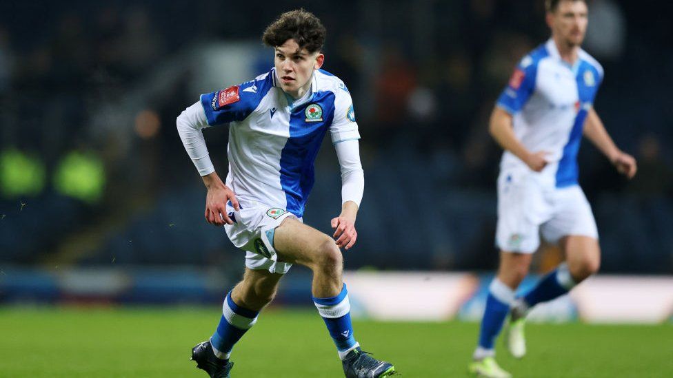 A young footballer playing for Blackburn Rovers