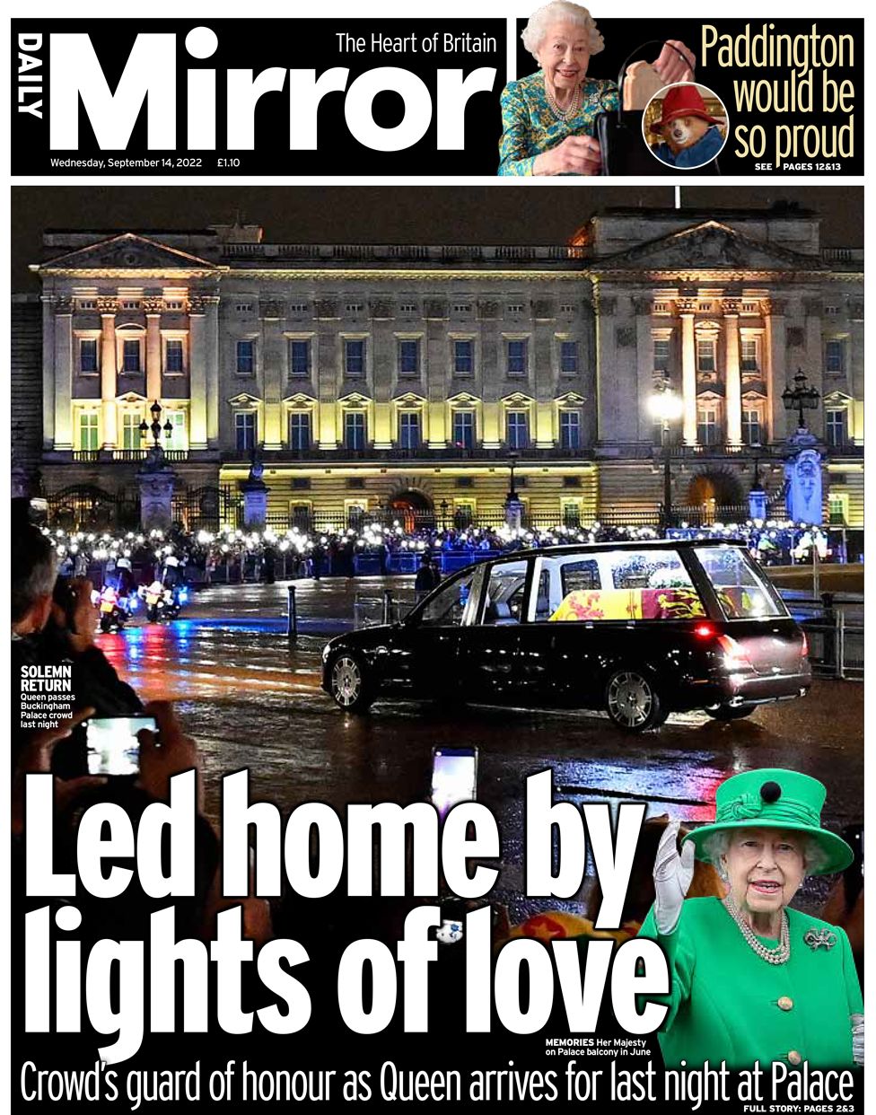 O Daily Mirror jornais britânicos morte rainha Elizabeth cortejo Londres Reino Unido 