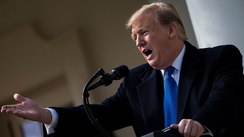 US President Donald Trump speaks about a state of emergency from the Rose Garden of the White House February 15, 2019 in Washington, DC