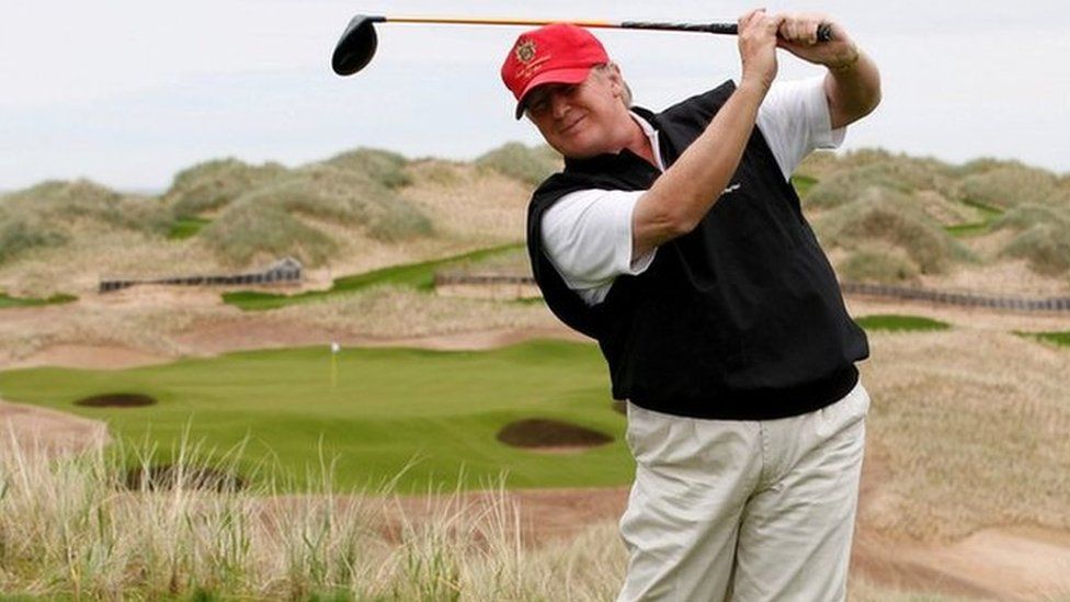 Donald Trump at the Trump International Golf Links near Aberdeen