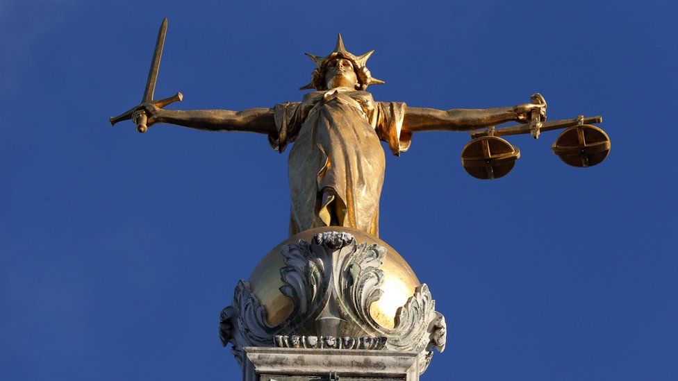 Pomeroy"s Statue of Lady Justice atop the Central Criminal Court buildng at the Old Bailey