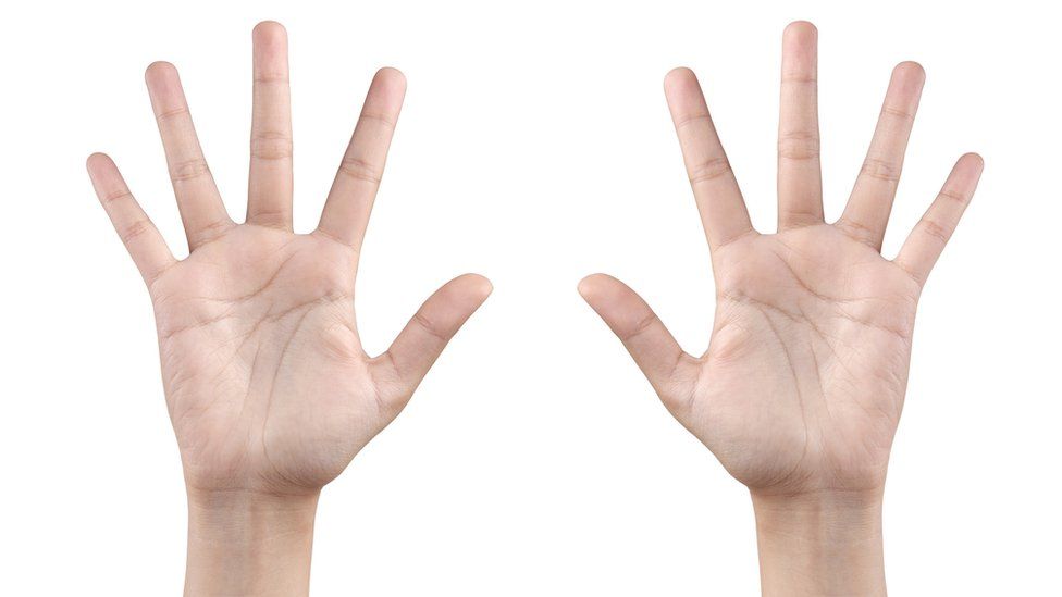 Person showing fingers on both hands
