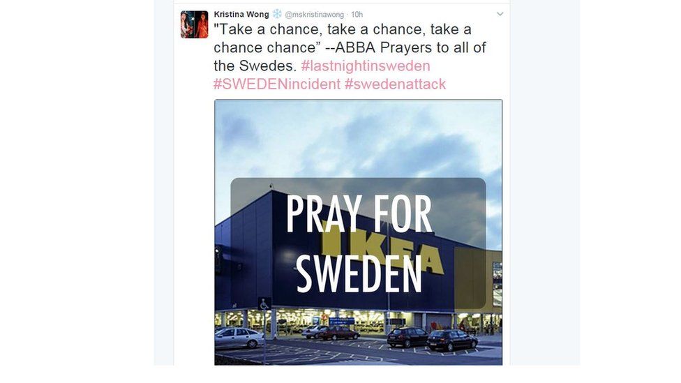 Pray for Abba, joked a tweeter after Trump's Sweden comments