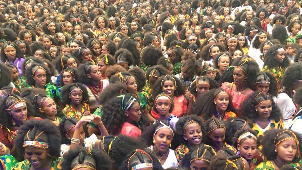 Women at a stadium for the Ashenda festival in Mekelle, Ethiopia - Wednesday 22 August 2018