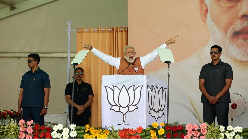 Modi at a rally in Meerut