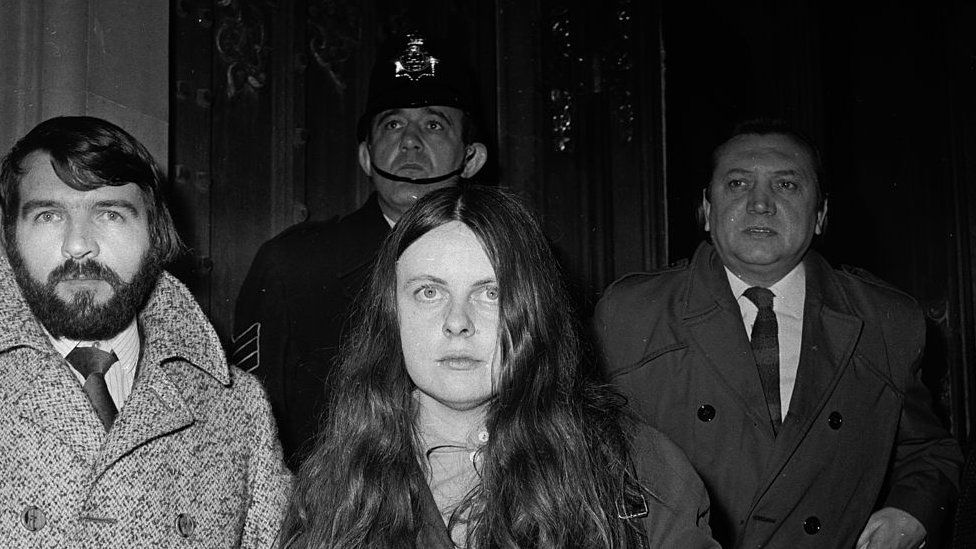 Bernadette McAliskey pictured outside the House of Commons after she slapped the home secretary
