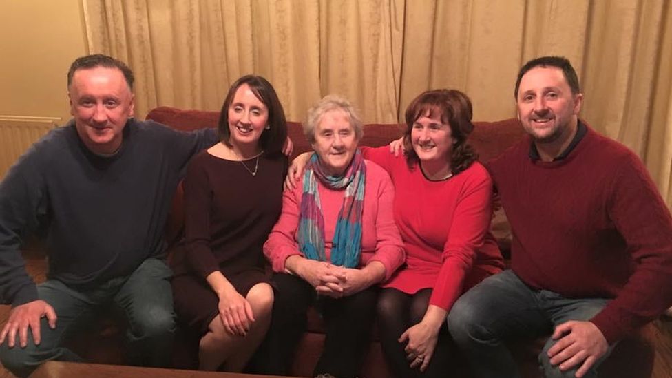 Ann McIvor (centre) with family including son Roddy (far right)