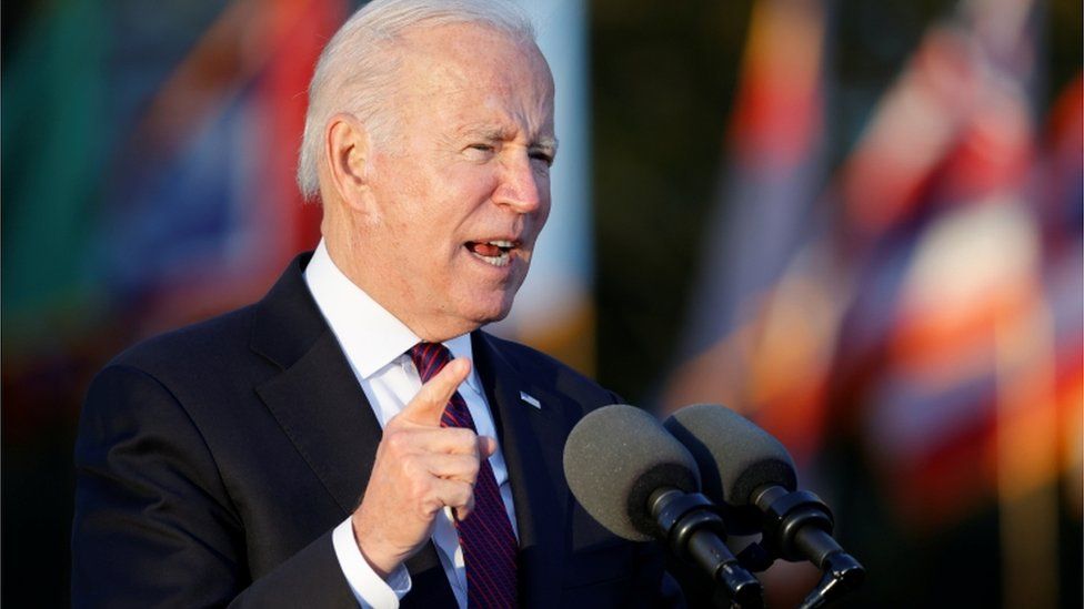 Biden speaking at the White House on Monday