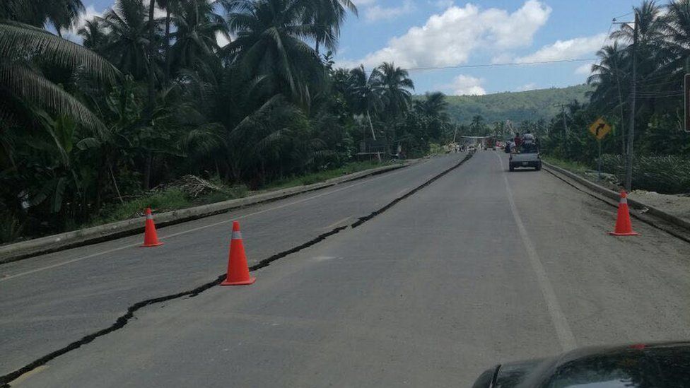 A crack in a road near Guayaquil, Ecuador
