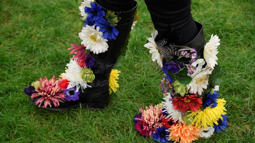 Flower covered boots