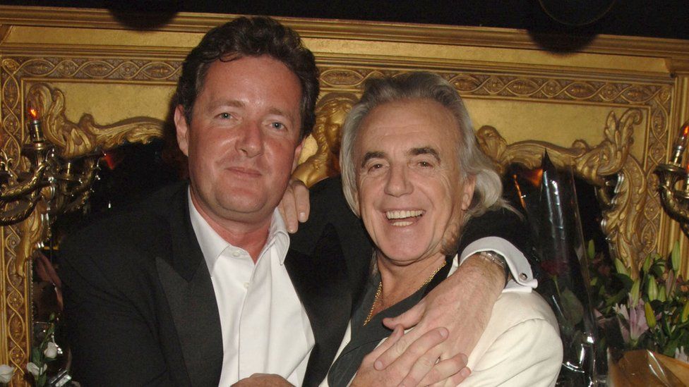 Piers Morgan and Peter Stringfellow attend Peter Stringfellow's 65th birthday party in 2005