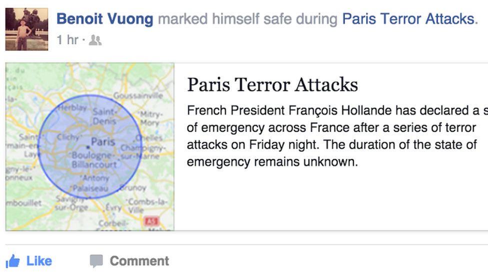 Facebook safety check screenshot